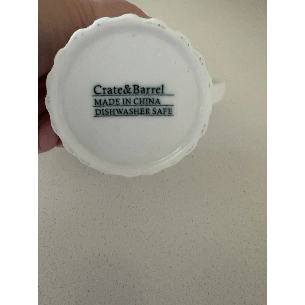 Crate & Barrel White Pitcher & Handle Ribbed 5